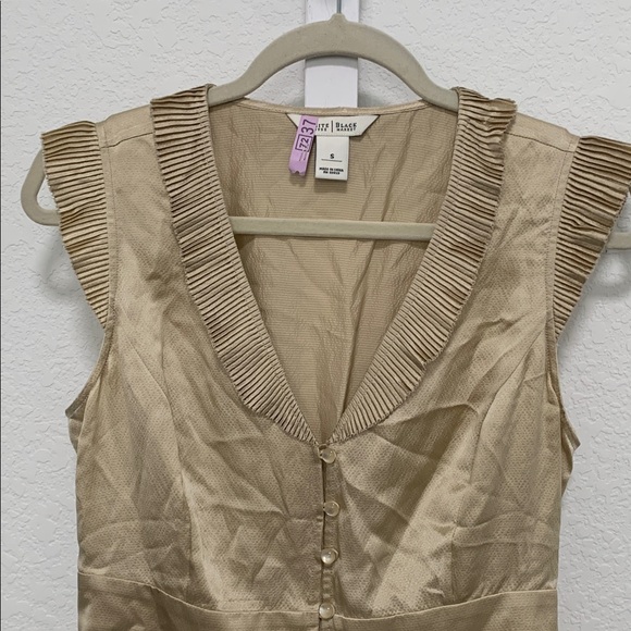 Y2K White House Black Market Gold Silk Button Down Blosue - Picture 3 of 8